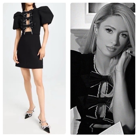 New Rebecca Vallance Katie Crystal Bow Mini Dress - Picture 1 of 12